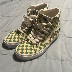 Vans Green and Yellow Checkerboard High-Tops